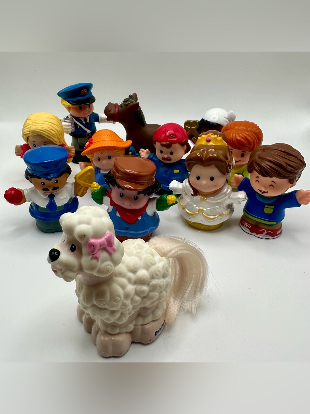 Fisher Price Little People Lot X12 Mixed Disney Farmer Horse Dog Police Pirate +